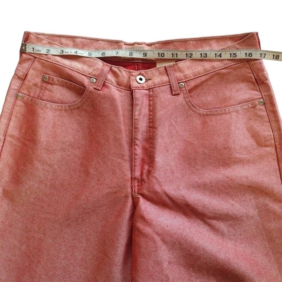 Vintage Reflect Jeans Womens 14 Salmon Pink Straight Wide Leg High Waisted - Picture 3 of 10